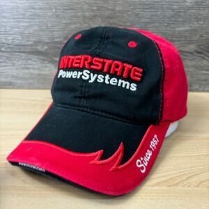 Interstate Power Systems Hat Cap Strap Back Black Red‎ One Size Adjustable